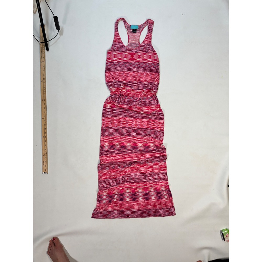Stacia XS Pink Patterned Bamboo Blend Maxi Dress Sleeveless Casual Summer‎